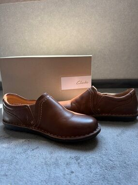 Clarks Slip-On Loafers - Brown Leather